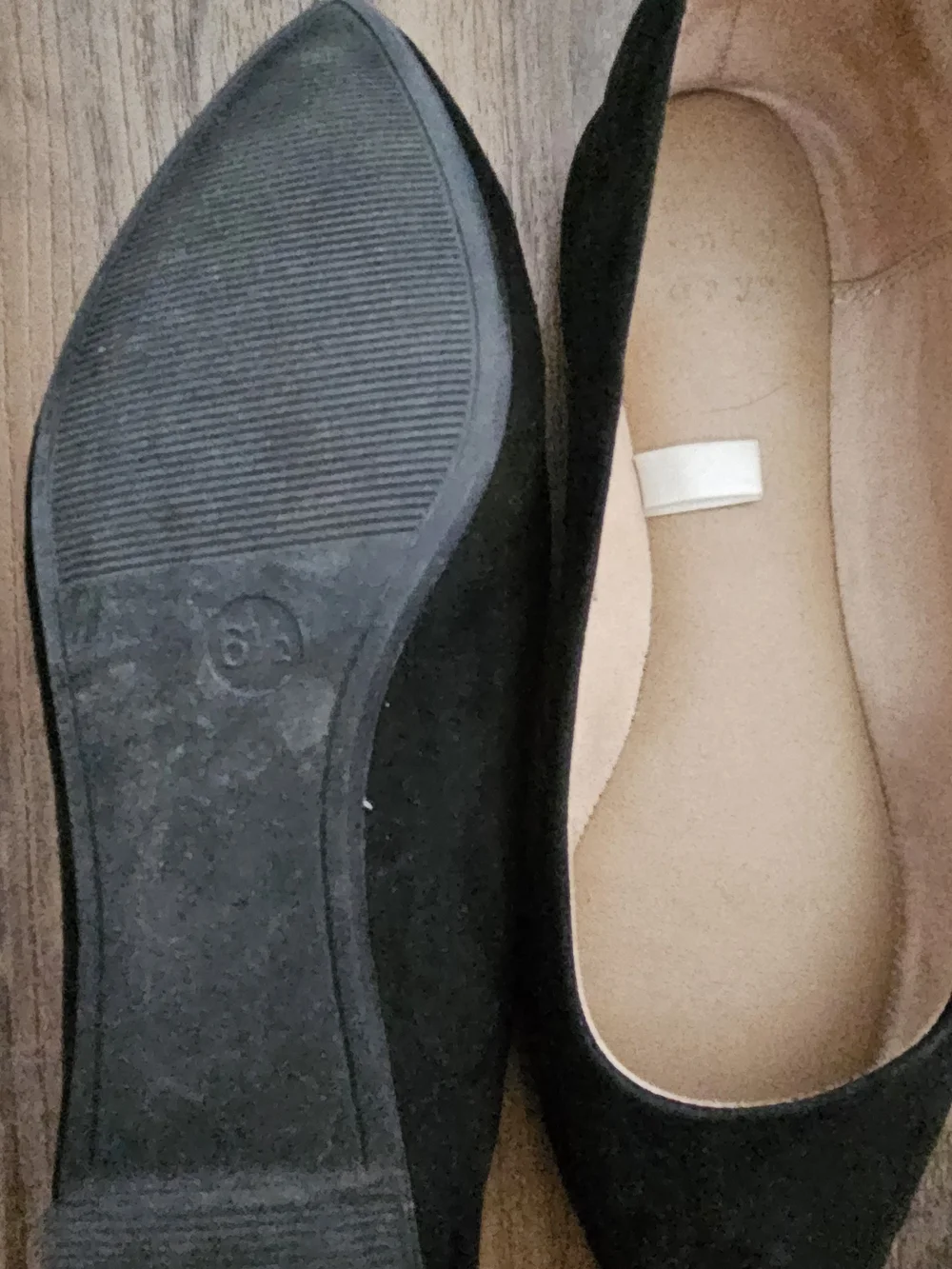 a new day Black Pointed Toe Suede Flats
